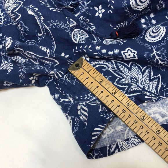 Johnny Was Workshop Linen Embroidered Paperbag Shorts XS Blue Walking Boho W8072 - Picture 6 of 11